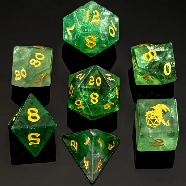 Dragons Hoard Gemstone Green Fluorite Dice Set